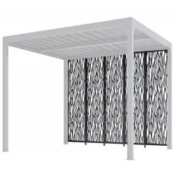 5 Panneaux Moucharabieh En Acier époxy Gris Pour Côté 3,60m De La Pergola Bioclimatique Alu 10,80m² Habrita