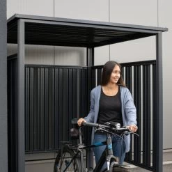 Abri à Vélos En Acier Thermolaqué Gris Anthracite 3,6m² Westmann -Boutique De Jardin abri a velos en acier thermolaque gris anthracite 36m westmann 4
