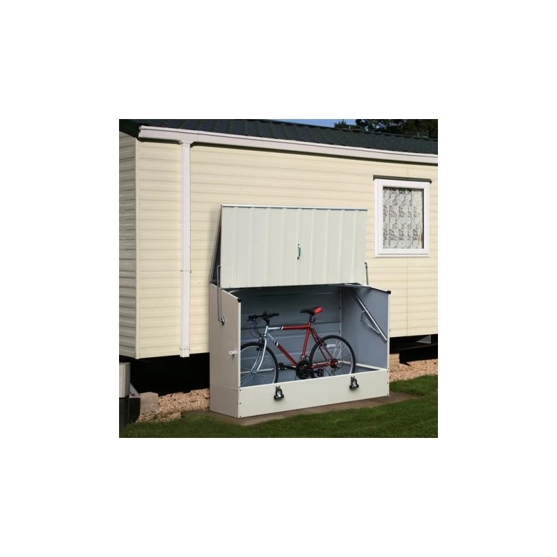 Abri à Vélos En Métal 1750L Crème 1,74m² + Kit D'ancrage TRIMETALS 4 Abri à Vélos En Métal 1750L Crème 1,74m² + Kit D'ancrage TRIMETALS – Image 3