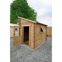 Abri Adossé 5,96m² PLUS Madriers 28mm Traités Marron Gardy Shelter -Boutique De Jardin abri adosse 596m plus madriers 28mm traites marron gardy shelter 2