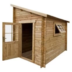 Abri Adossé 5,96m² PLUS Madriers 28mm Traités Marron Gardy Shelter -Boutique De Jardin abri adosse 596m plus madriers 28mm traites marron gardy shelter 5