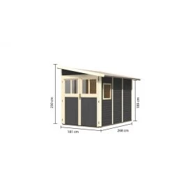 Abri Adossé En Bois Vitrifié Gris 4,85m² Wandlitz 3 - Karibu -Boutique De Jardin abri adosse en bois vitrifie gris 485m wandlitz 3 karibu 2