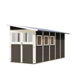 Abri Adossé En Bois Vitrifié Gris 8m² Wandlitz 5 - Karibu -Boutique De Jardin abri adosse en bois vitrifie gris 8m wandlitz 5 karibu 2