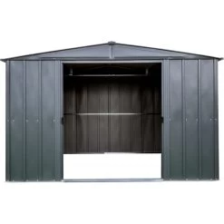Abri De Jardin 10,7m² Toit Double Pente En Acier Galvanisé Anthracite Spacemaker -Boutique De Jardin abri de jardin 107m toit double pente en acier galvanise anthracite spacemaker 2