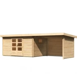 Abri De Jardin 11,49m² En Bois Massif 40mm Trittau 5 Avec Appentis 330cm, Paroi Arrière Et Latérale – Karibu -Boutique De Jardin abri de jardin 1149m en bois massif 40mm trittau 5 avec appentis 330cm paroi arriere et laterale woodfeeling 2