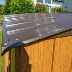 Abri De Jardin 11,58m² Toit Double Pente En Acier Galvanisé Aspect Bois Spacemaker -Boutique De Jardin abri de jardin 1158m toit double pente en acier galvanise aspect bois spacemaker 2