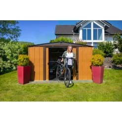 Abri De Jardin 11,58m² Toit Double Pente En Acier Galvanisé Aspect Bois Spacemaker -Boutique De Jardin abri de jardin 1158m toit double pente en acier galvanise aspect bois spacemaker 4