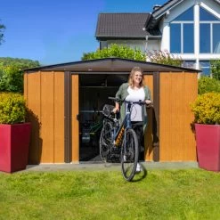 Abri De Jardin 11,58m² Toit Double Pente En Acier Galvanisé Aspect Bois Spacemaker -Boutique De Jardin abri de jardin 1158m toit double pente en acier galvanise aspect bois spacemaker 5