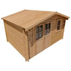 Abri En Bois Massif 12m² PLUS 28mm Traité Teinté Marron Gardy Shelter 12 Abri En Bois Massif 12m² PLUS 28mm Traité Teinté Marron Gardy Shelter -Boutique De Jardin abri de jardin 12m en bois massif autoclave teinte marron madriers 28mm gardy shelter 4