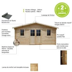 Abri De Jardin 16m² PLUS En Bois 40mm Brut Gardy Shelter -Boutique De Jardin abri de jardin 16m plus en bois 40mm brut gardy shelter 5