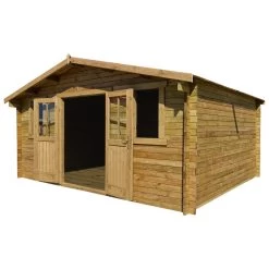 Abri De Jardin 16m² PLUS En Bois 40mm Traité Teinté Marron Gardy Shelter -Boutique De Jardin abri de jardin 16m plus en bois 40mm traite teinte marron gardy shelter 4