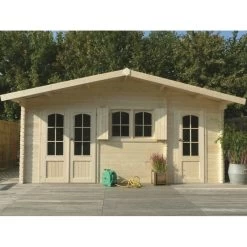 Abri De Jardin 22,04m² En Sapin Blanc FSC 40mm ROSTOCK + Shingles Rouges - SOLID