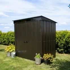 Abri De Jardin 2,55m² Monopente En Acier Galvanisé Noir Avec Toit Skylight Spacemaker