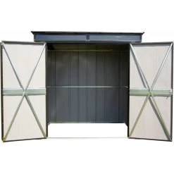 Abri De Jardin 2,55m² Monopente En Acier Galvanisé Noir Avec Toit Skylight Spacemaker -Boutique De Jardin abri de jardin 255m monopente en acier galvanise noir avec toit skylight spacemaker 3