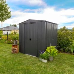 Abri De Jardin 2,5m² Toit Double Pente En Acier Galvanisé Anthracite Spacemaker -Boutique De Jardin abri de jardin 25m toit double pente en acier galvanise anthracite spacemaker 3
