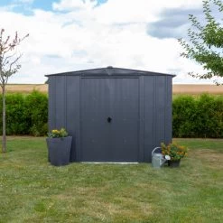 Abri De Jardin 3,65m² Toit Double Pente En Acier Galvanisé Anthracite Spacemaker -Boutique De Jardin abri de jardin 365m toit double pente en acier galvanise anthracite spacemaker 3