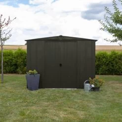 Abri De Jardin 4,58m² Toit Double Pente En Acier Galvanisé Noir Onyx Spacemaker -Boutique De Jardin abri de jardin 458m toit double pente en acier galvanise noir onyx spacemaker 3