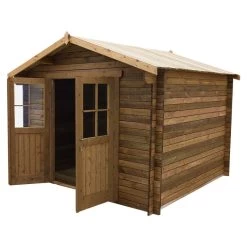Abri De Jardin 9m² PLUS En Bois 40mm Traité Teinté Marron Gardy Shelter -Boutique De Jardin abri de jardin 9m plus en bois 40mm traite teinte marron gardy shelter 4