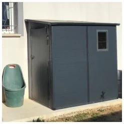 Abri De Jardin Adossé En Résine Anthracite 2,09m² + Kit De Fondation - JOBU -Boutique De Jardin abri de jardin adosse en resine anthracite 212m kit de fondation jobu 2