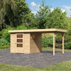 Abri De Jardin En Bois 4,62m² Freiburg 2 Avec Appentis De 2,40 M - Karibu