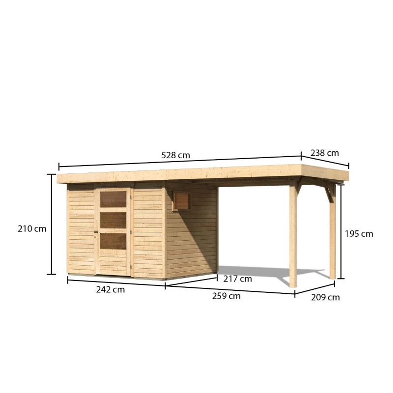Abri De Jardin En Bois 5,25m² Avec Appentis De 2,80 M Freiburg 3 - Karibu 5 Abri De Jardin En Bois 5,25m² Avec Appentis De 2,80 M Freiburg 3 - Karibu – Image 3