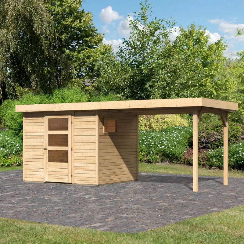 Abri De Jardin En Bois 5,25m² Avec Appentis De 2,80 M Freiburg 3 - Karibu 3 Abri De Jardin En Bois 5,25m² Avec Appentis De 2,80 M Freiburg 3 - Karibu