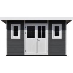 Abri De Jardin En Bois Composite 28mm Anthracite 12m² PREMIUM Toit Monopente - Woodlife Garden -Boutique De Jardin abri de jardin en bois composite 28mm anthracite 12m premium toit monopente woodlife garden 3