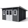 Abri De Jardin En Bois Composite 28mm Anthracite 14,90m² PREMIUM Toit Plat - Woodlife Garden