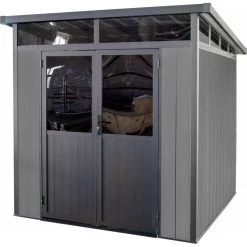 Abri De Jardin En Bois Composite 28mm Anthracite 5,28m² WINSTON Skylight - Woodlife Garden -Boutique De Jardin abri de jardin en bois composite 28mm anthracite 528m winston skylight woodlife garden 5