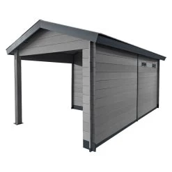 Abri De Jardin En Bois Composite Gris Foncé 9m² + 9m² Terrasse - Woodlife Garden -Boutique De Jardin abri de jardin en bois composite gris fonce 9m 9m terrasse woodlife 4