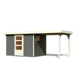 Abri De Jardin En Bois Gris Terre 6,55m² Avec Appentis De 2,40 M Freiburg 4 - Karibu -Boutique De Jardin abri de jardin en bois gris terre 655m avec appentis de 240 m freiburg 4 karibu 2