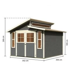 Abri De Jardin En Bois Gris Terre 9,24m² Avec Toit En Gradins - Grauburg 7 - Karibu -Boutique De Jardin abri de jardin en bois gris terre 924m avec toit en gradins grauburg 7 karibu 3