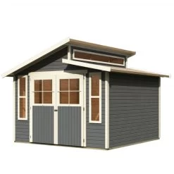 Abri De Jardin En Bois Gris Terre 9,24m² Avec Toit En Gradins - Grauburg 7 - Karibu -Boutique De Jardin abri de jardin en bois gris terre 924m avec toit en gradins grauburg 7 karibu 4