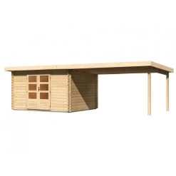 Abri De Jardin En Bois Massif 10,60m² Bastrup 7 Avec Appentis 400cm – Karibu -Boutique De Jardin abri de jardin en bois massif 1060m bastrup 7 avec appentis 400cm woodfeeling 3