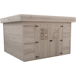 Abri De Jardin En Bois Massif 11,36m² Monopente – Madriers 28mm – Toiture En Bac Acier – Habrita