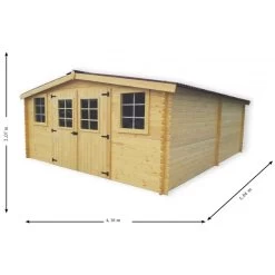 Abri De Jardin En Bois Massif 20m² – Madriers 28mm - Habrita -Boutique De Jardin abri de jardin en bois massif 20m madriers 28mm 2