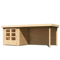 Abri De Jardin En Bois Massif 4,62m² Askola 2 Avec Appentis 280cm Et Paroi Arrière – Karibu -Boutique De Jardin abri de jardin en bois massif 462m askola 2 avec appentis 280cm et paroi arriere woodfeeling 2