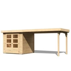 Abri De Jardin En Bois Massif 4,62m² Askola 2 Avec Appentis 280cm – Karibu -Boutique De Jardin abri de jardin en bois massif 462m askola 2 avec appentis 280cm woodfeeling 2