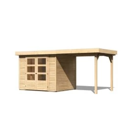 Abri De Jardin En Bois Massif 5,25m² Askola 3 Avec Appentis 240cm – Karibu -Boutique De Jardin abri de jardin en bois massif 525m askola 3 avec appentis 240cm woodfeeling 2