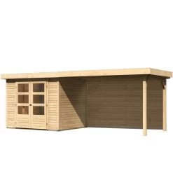 Abri De Jardin En Bois Massif 5,25m² Askola 3 Avec Appentis 280cm Et Paroi Arrière – Karibu -Boutique De Jardin abri de jardin en bois massif 525m askola 3 avec appentis 280cm et paroi arriere woodfeeling 2