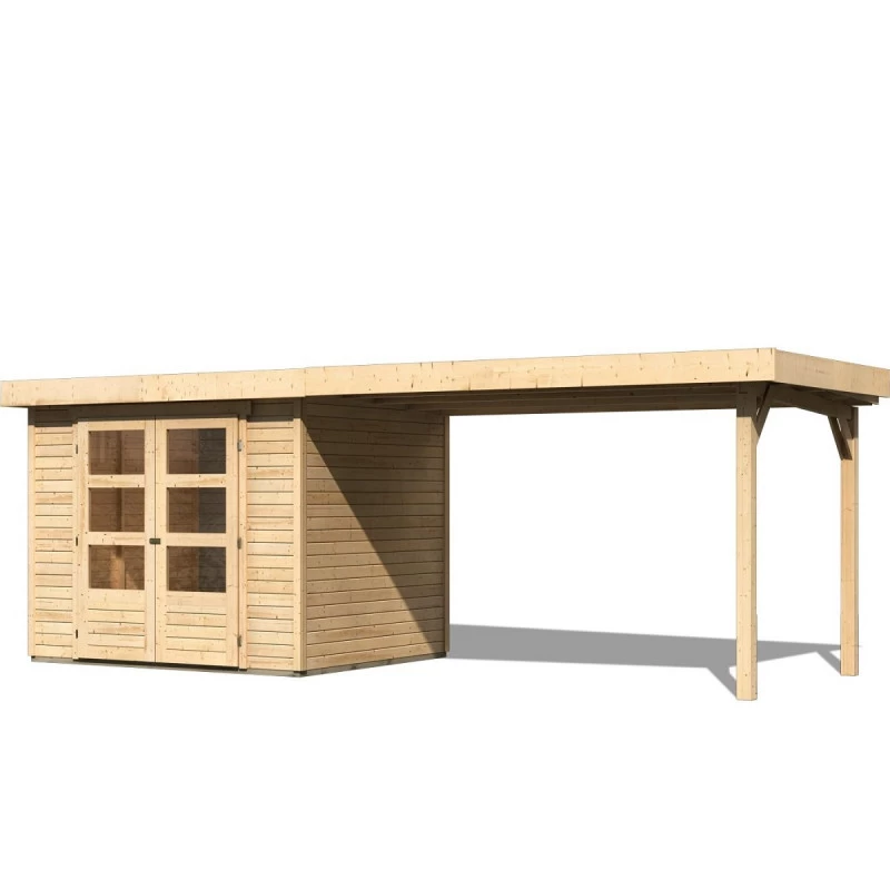 Abri De Jardin En Bois Massif 5,25m² Askola 3 Avec Appentis 280cm – Karibu 5 Abri De Jardin En Bois Massif 5,25m² Askola 3 Avec Appentis 280cm – Karibu – Image 3
