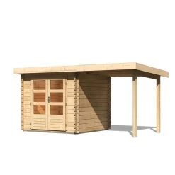 Abri De Jardin En Bois Massif 5,62m² Bastrup 2 Avec Appentis 200cm – Karibu -Boutique De Jardin abri de jardin en bois massif 562m bastrup 2 avec appentis 200cm woodfeeling 2