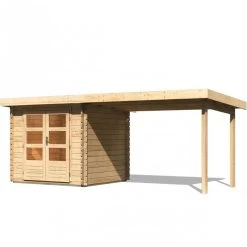 Abri De Jardin En Bois Massif 5,62m² Bastrup 2 Avec Appentis 300cm – Karibu -Boutique De Jardin abri de jardin en bois massif 562m bastrup 2 avec appentis 300cm woodfeeling 2