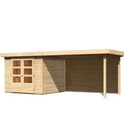 Abri De Jardin En Bois Massif 5,95m² Askola 3,5 Avec Appentis 280cm Et Paroi Arrière – Karibu -Boutique De Jardin abri de jardin en bois massif 595m askola 35 avec appentis 280cm et paroi arriere woodfeeling 2