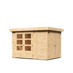 Abri De Jardin En Bois Massif 6,25m² Retola 2 Avec Armoire Intégrée – Karibu -Boutique De Jardin abri de jardin en bois massif 625m retola 2 avec armoire integree woodfeeling 2