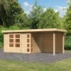 Abri De Jardin En Bois Massif 6,55m² Kerko 4 Avec Appentis 240cm Et Paroi Arrière – Karibu -Boutique De Jardin abri de jardin en bois massif 655m kerko 4 avec appentis 240cm et paroi arriere woodfeeling