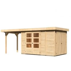Abri De Jardin En Bois Massif 6,92m² Retola 3 Avec Armoire Intégrée Et Appentis 240cm – Karibu -Boutique De Jardin abri de jardin en bois massif 692m retola 3 avec armoire integree et appentis 240cm woodfeeling 3