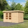 Abri De Jardin En Bois Massif 6,92m² Retola 3 Avec Armoire Intégrée – Karibu -Boutique De Jardin abri de jardin en bois massif 692m retola 3 avec armoire integree woodfeeling