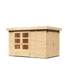 Abri De Jardin En Bois Massif 6,92m² Retola 3 Avec Armoire Intégrée – Karibu -Boutique De Jardin abri de jardin en bois massif 692m retola 3 avec armoire integree woodfeeling 2