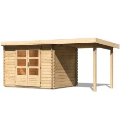 Abri De Jardin En Bois Massif 7,04m² Bastrup 3 Avec Appentis 200cm – Karibu -Boutique De Jardin abri de jardin en bois massif 704m bastrup 3 avec appentis 200cm woodfeeling 2